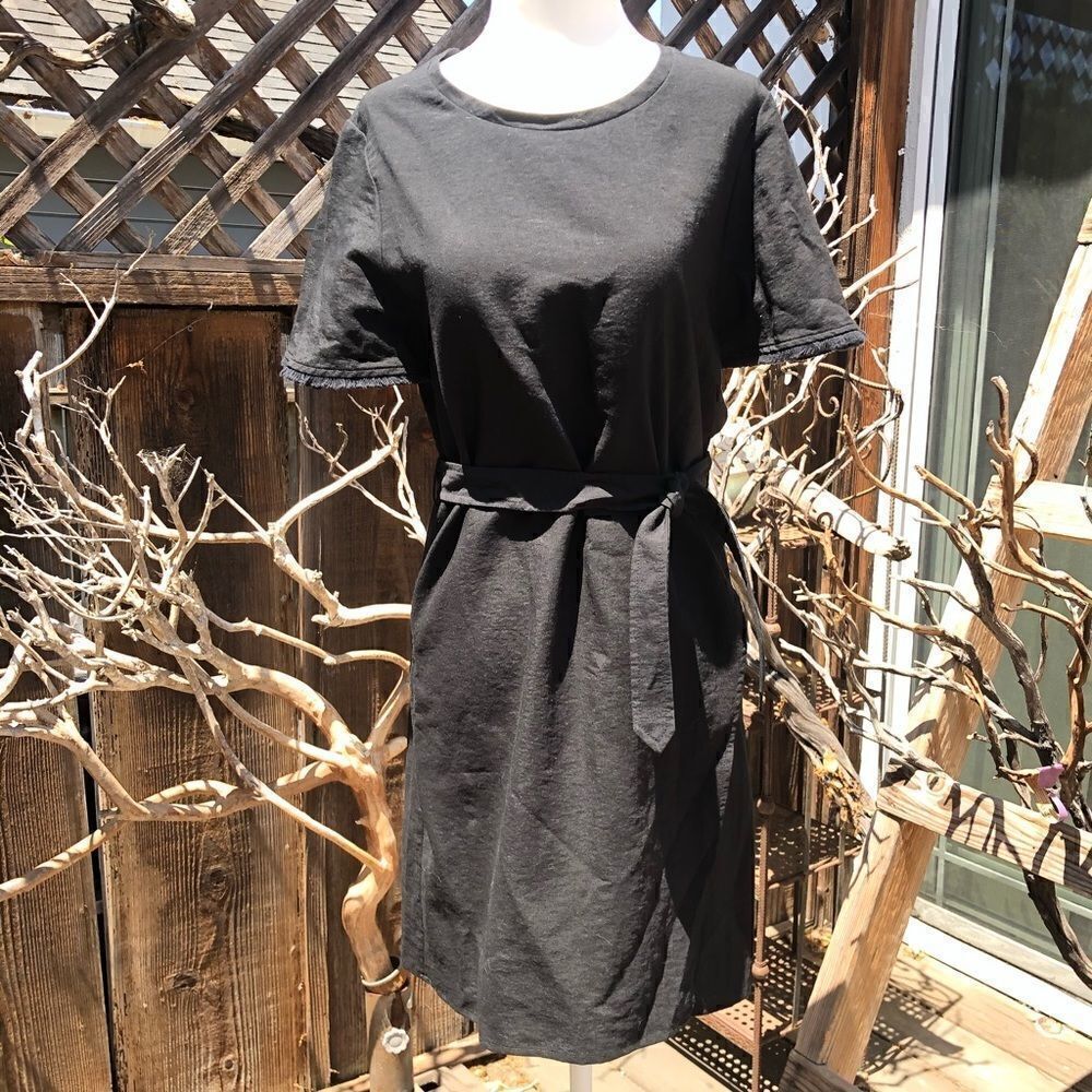 Maje Black Cotton Blend Wrap w/ Belt Mini Dress